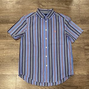 Ralph Lauren Button Down Short Sleeve Shirt, Multicolored, Size L (14/16)